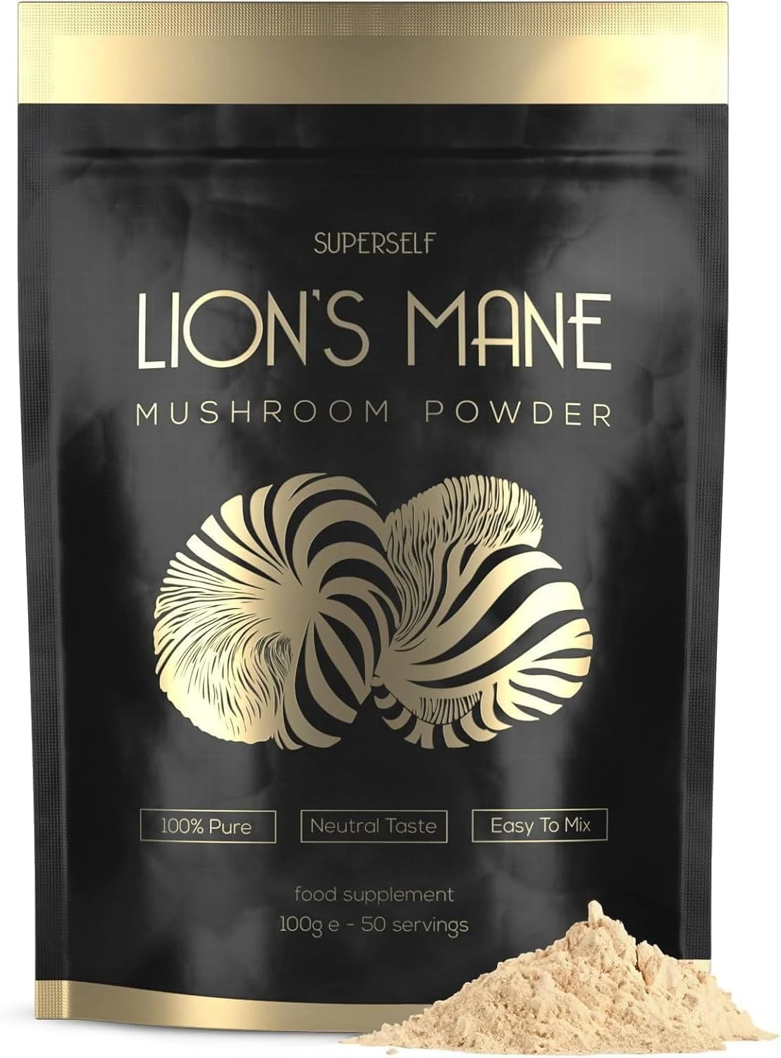 Lions Mane Powder - High Strength Lion's Mane Mushroom Powder Supplement 100g - Nootropics Brain Supplements for Memory & Focus - Pure Dried Powdered Mushrooms - 4 x Bags