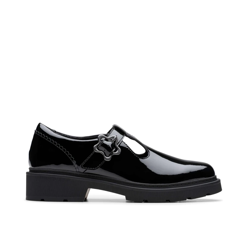 Clarks Eris Hope Y. Childrens Black Pat, 4.5