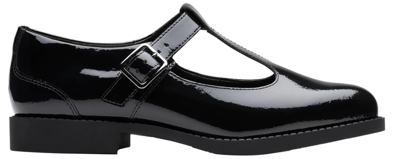 Clarks Tapa Hope Y. Childrens Black Pat, 4.5