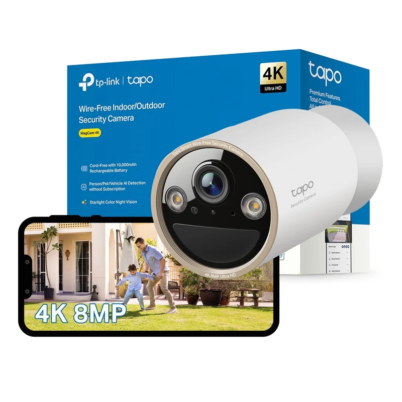 Tapo C460 4K 8MP Battery Security Camera Outdoor Wireless, CCTV, Indoor Outdoor Camera, Ultra HD, No Monthly Fee, AI Detection, Two-way Talk, Starlight Colour Night Vision, Works with Alexa & Google