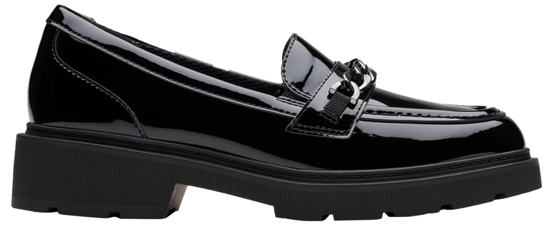 Clarks Eris Edge Y. Childrens Black Pat, 6.5