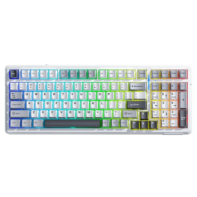 AULA F99 3 Modes RGB Hot Swap Mechanical Linear GrayWood V3 Switch Wireless Macro Keyboard Grey