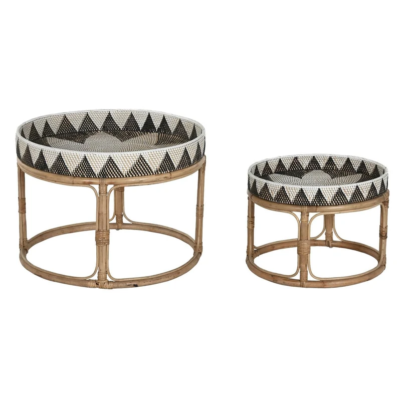 Home ESPRIT Set of 2 Rattan Tables 70 x 70 x 52 cm – Brand EAN: 8424002179229