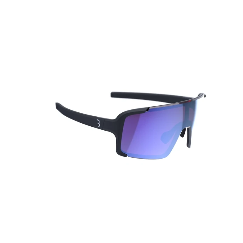 BBB Cycling Glasses Sports Glasses High Contrast Cycling Sunglasses Men and Women 100% UV Protection Gravel Bike Road Bike & MTB Chester FLUX Glossy Black Blue BSG-74