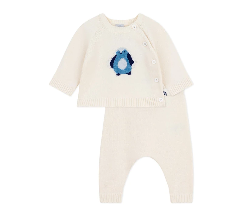 Petit Bateau Ensemble 2 pièces bébé en tricot, imprimé pingouin