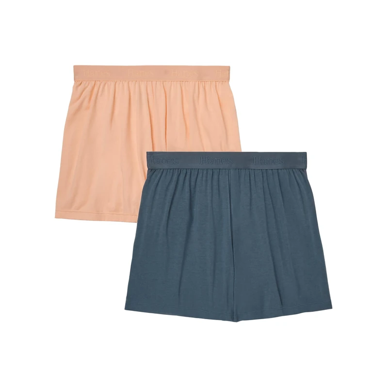 Hanes Women's Originals Sleep, 2-Pack, Comfywear Supersoft Lounge Shorts Pack, 3.25" Pajama Bottom, Stargazer Grey/Mellow Peach, X-Small (Pack of 2) - Image 1