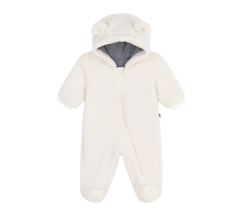Petit Bateau Combipilote bébé en sherpa avec oreilles et doublée milleraies