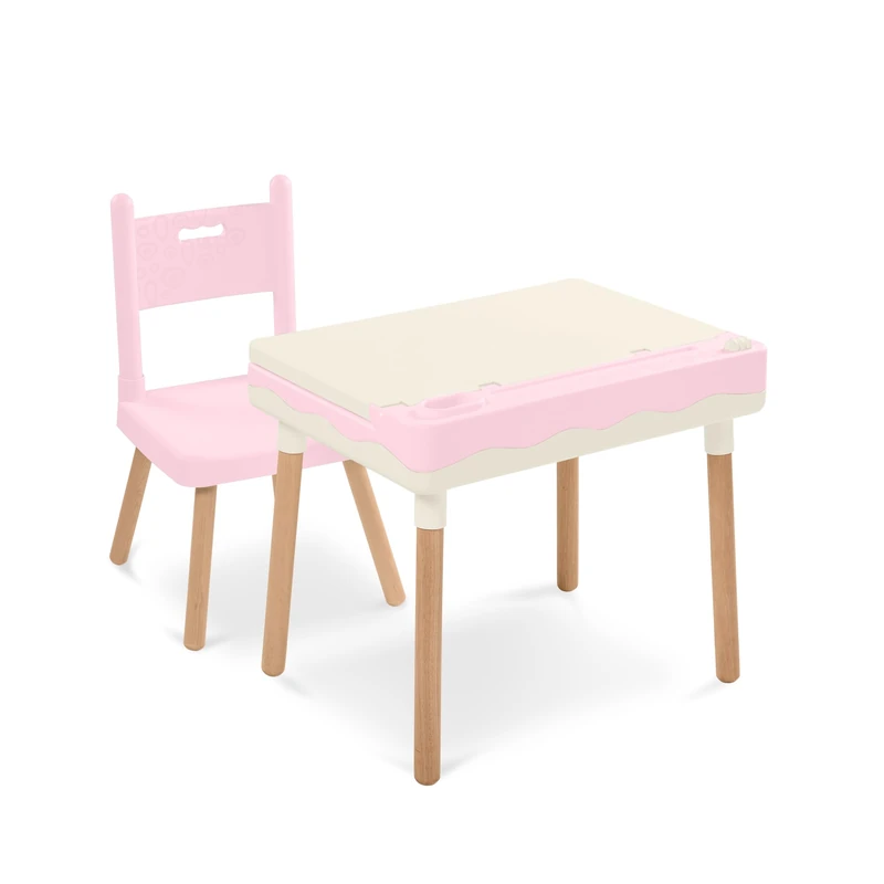 B. toys – Pink Kids Desk & Chair Set – Storage Desk with Pencil Cup – For Crafts, Coloring, and More! – Built-in Cable Management – 3 Years +