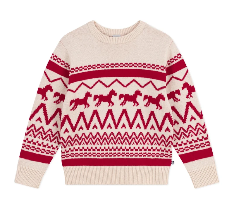 Petit Bateau Children's Wool and Cotton Patterned Sweater, Avalanche/Terkuit, 4 Years