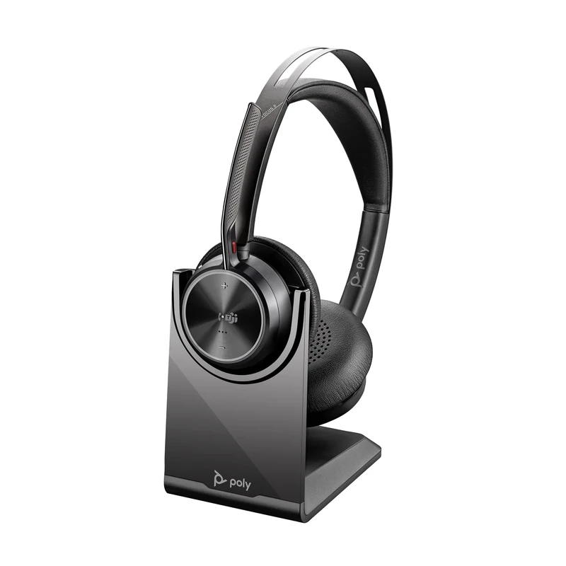 POLY Voyager Focus 2 UC Wireless Headset w/Microphone & Charge Stand - Compatible with PCs via included BT700 Bluetooth adapter or via USB cable; - Connect PC/Mac/Mobile via Bluetooth Black
