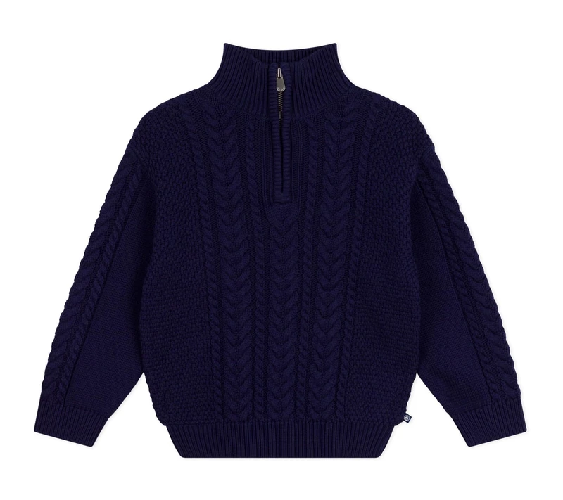 Petit Bateau Children's Plain Cotton Trucker Collar Jumper, Evening, 5 Years - Image 1
