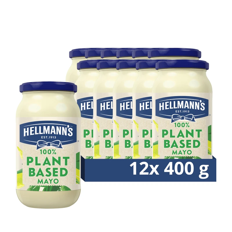 Hellmann's 100% Plant-Based Mayo good source of omega 3 great tasting vegan Mayo 12x 400 g - Image 1