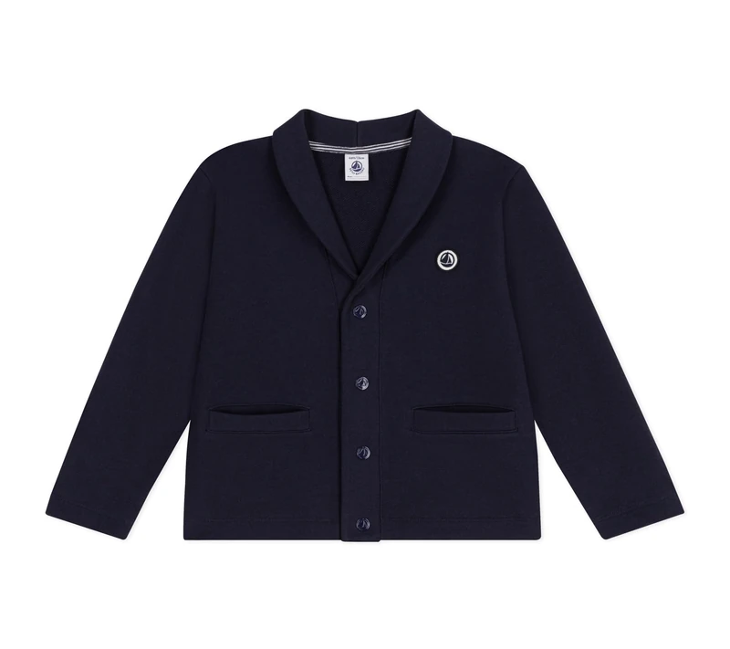 Petit Bateau Children's Plain Cotton Cardigan, Tuxedo, 6 Years