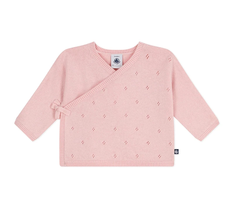 Petit Bateau Brassière bébé Cache-cœur ajourée en Tricot Laine et Coton