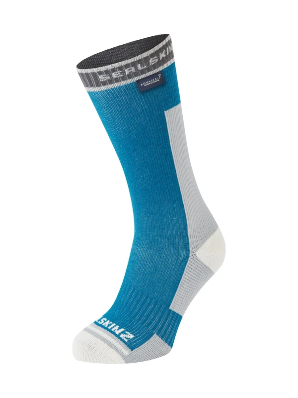 SEALSKINZ Holverstone Waterproof Mid Length Lightweight Running Sock, Blue, XL