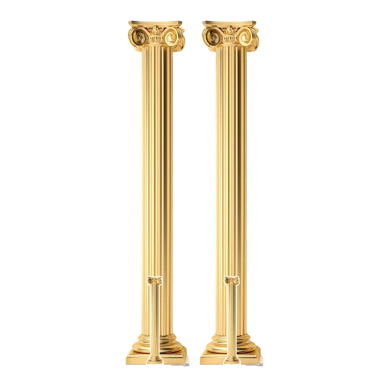 Star Cutouts SC4531 Golden Roman Columns Lifesize Cardboard Cutout Pair – Roman Theme Party Decoration, Event Display & Room Décor 196cm - Image 1