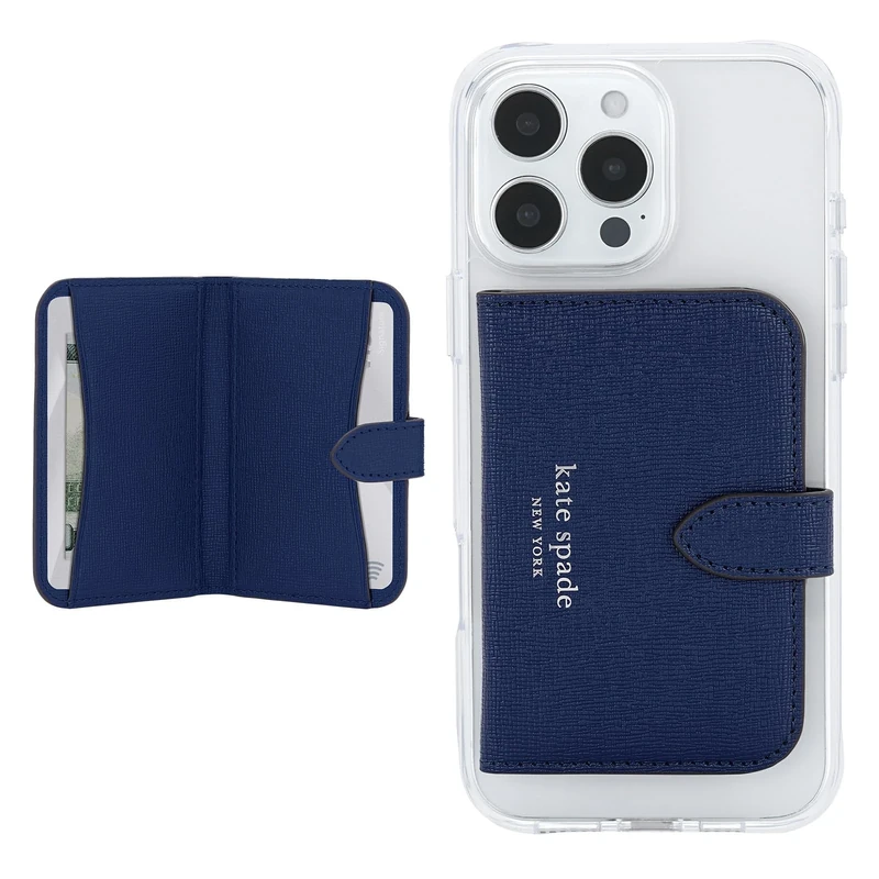 Kate Spade New York Morgan Magnetic Phone Wallet/Card Holder - Compatible with MagSafe Phones and Cases - Navy