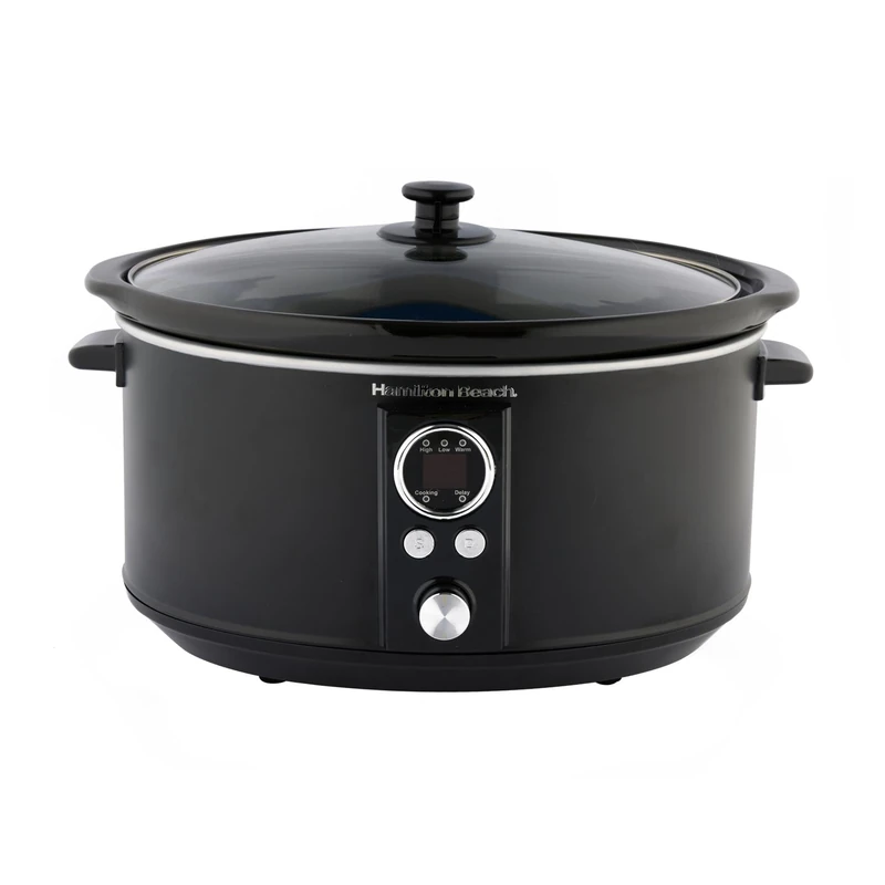 Hamilton Beach Slow Cooker, Digital, 6.5 Litres, 320W, Family-Sized, Makes 8+ Portions, 3 Heat Settings, Removable, Dishwasher Safe Ceramic Bowl, Black - HBCDE650BLK - Image 1