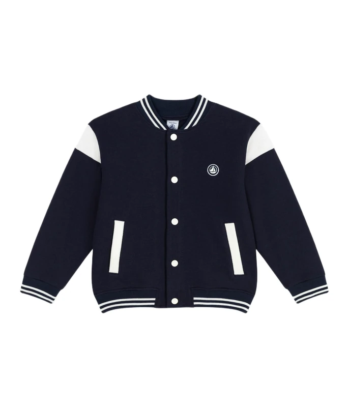 Petit Bateau Children's Plain Cotton Teddy Jacket, Tuxedo, 3 Years