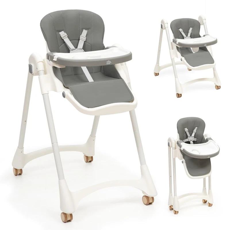 Interbaby | Evolutive Folding Baby Highchair 6-36 Months Max 20kg Aluminium 3-Way Adjustable Backrest Adjustable Legs and Tray Safety Belt