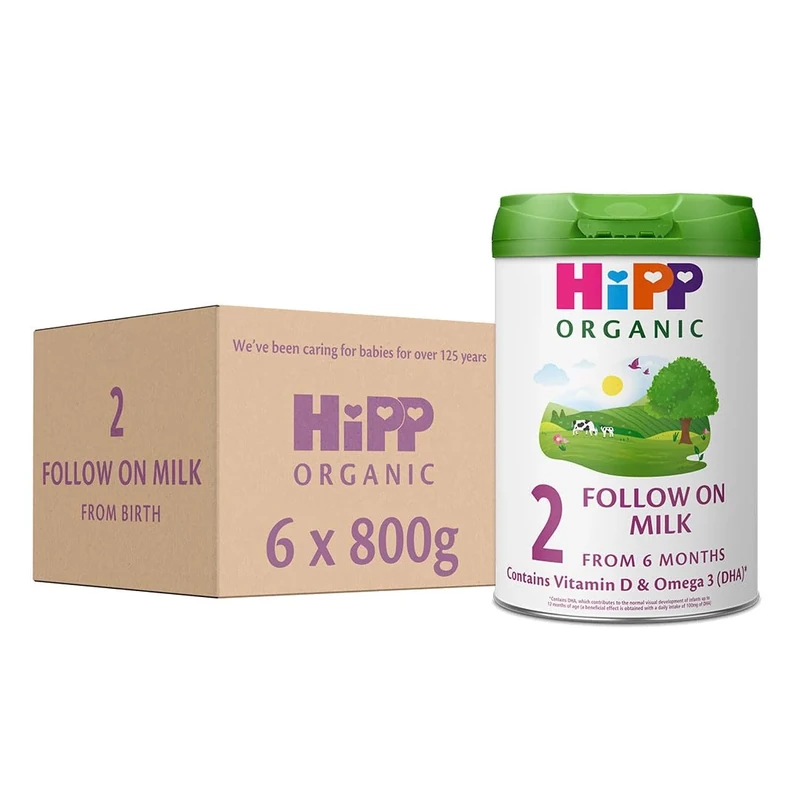 HiPP Organic 2 Follow On Baby Milk Powder Formula, from 6 Months, 800g (Pack of 6)