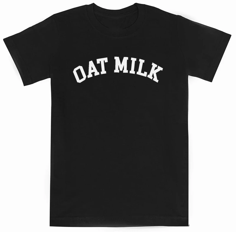 Oat Milk Urban Outfitters Aesthetic Short Sleeve T-Shirt Black Kids Tee, Black, 11 Years