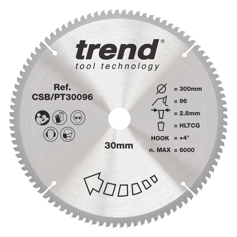 Trend Laminate & HPL Circular Saw Blade, 300mm Diameter, 96T, 2.8mm Kerf, +4° Hook, TCT Finish, CSB/PT30096