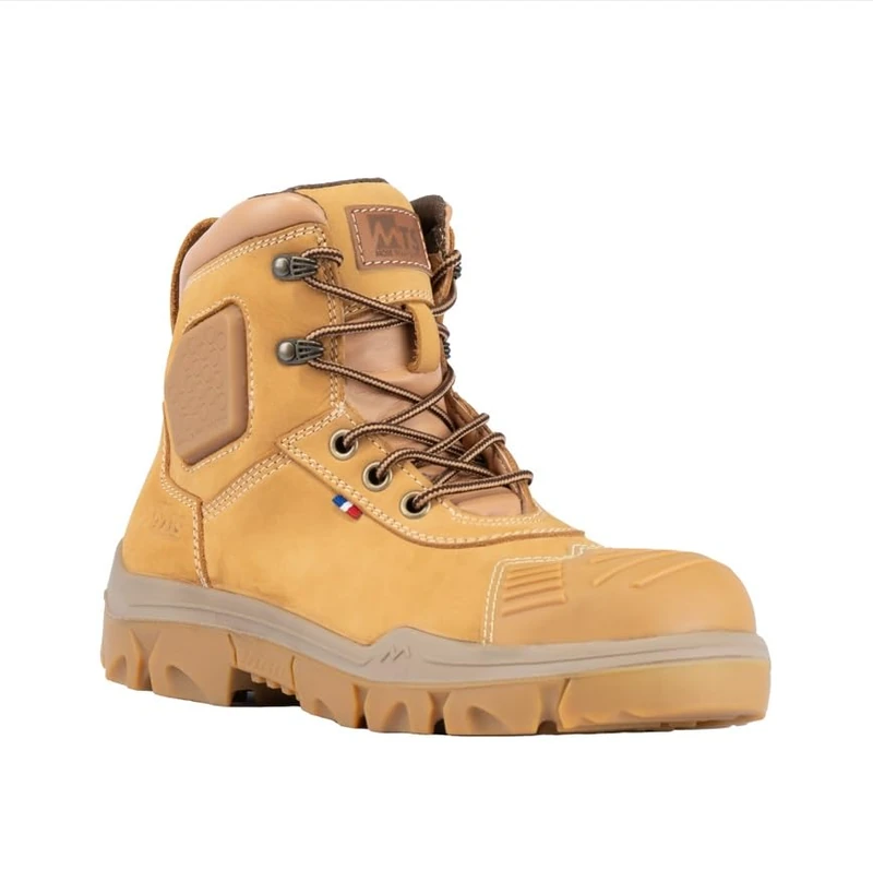 More Than Safety MTS Construction Safety Boots BTP Mid with ARTICO Lining, PU Memory Shape, Heel Stiffener, Ankle Protection, Scuff Cap, Heat Resistance Outsole, Camel, Size 9.5, 6552301-44