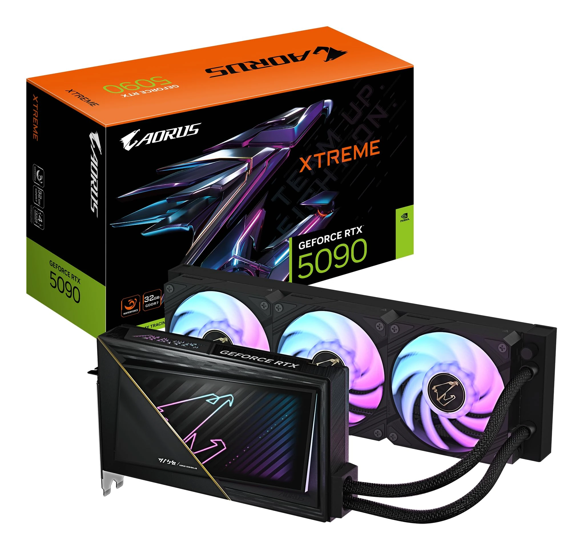 Gigabyte AORUS GeForce RTX 5090 XTREME WATERFORCE 32G Graphics Card - 32GB GDDR7, 512bit, PCI-E 5.0, 2655MHz Core Clock, 3 x DP 2.1a, 1 x HDMI 2.1b, NVIDIA DLSS 4, GV-N5090AORUSX W-32GD