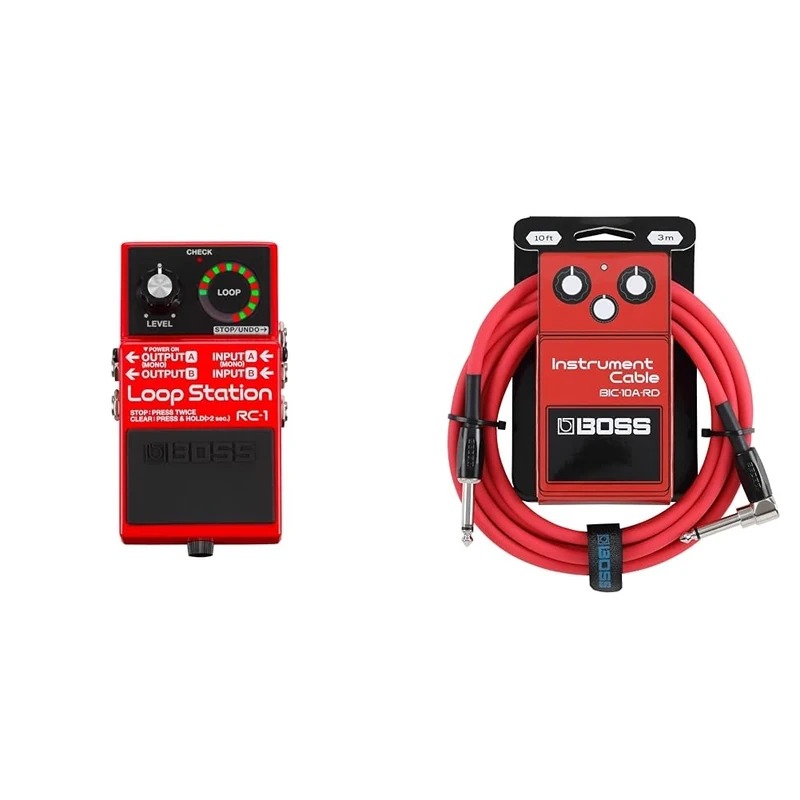 BOSS RC-1 Loop Station Pedal Bundle with BOSS BIC-10A-RD Instrument Cable