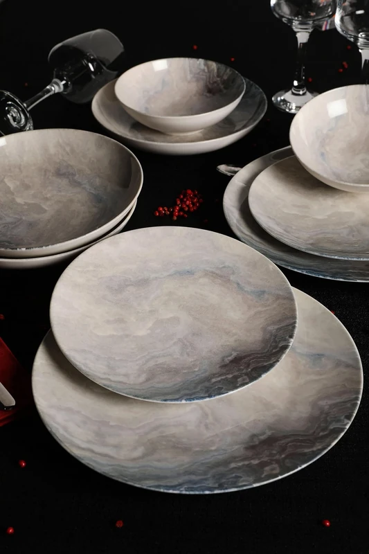 Elegant 24-Piece Dinner Set, 100% Porcelain, Includes Service Plates, Bowls & Dessert Plates, Dishwasher & Microwave Safe, Perfect for Any Occasion