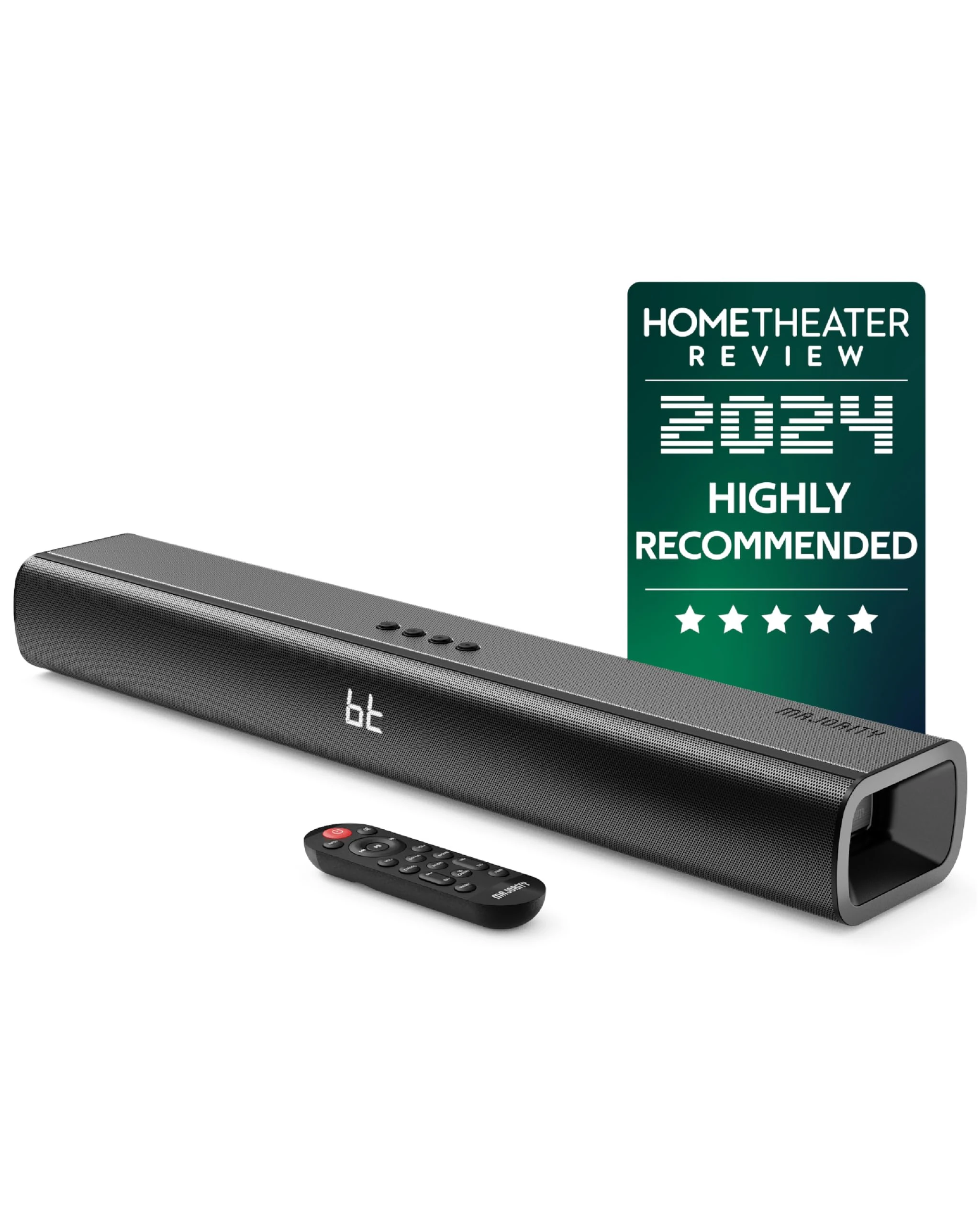 MAJORITY Bluetooth Soundbar for TV | 2.1 Channel 3D Surround Sound | Wireless & Wall Mountable | HDMI ARC, AUX, Optical, USB Playback, Remote & Brackets Included | Naga 60