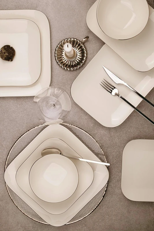Elegant 51-Piece Dinner Set, 100% Porcelain, Cream Colour, Includes Service Plates, Bowls, Platters, Perfect for Special Occasions & Everyday Dining