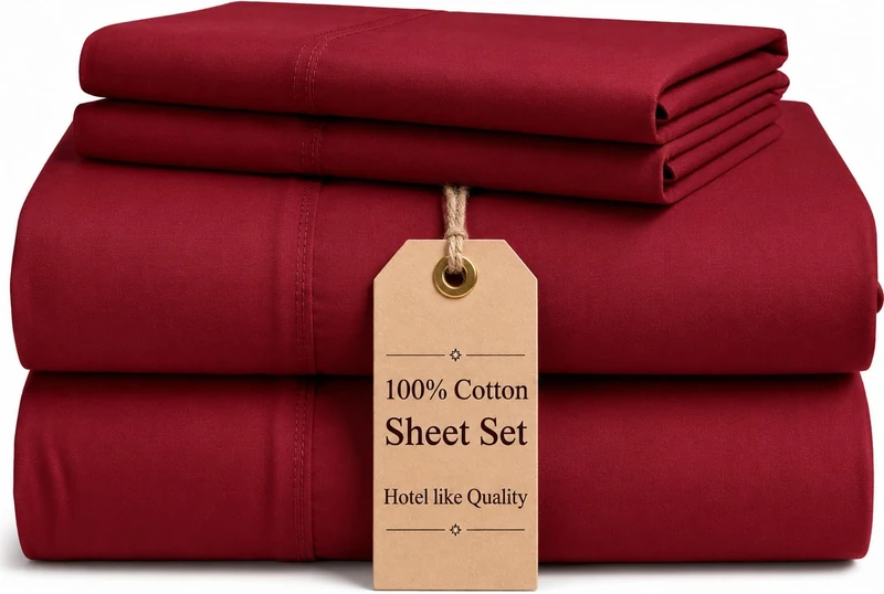 Good Sleep Bedding Luxury 100% Cotton Sheets Queen - 4 Pc Queen Sheet Set Deep Pocket, 800 TC Luxury Bed Sheets Queen Size, Fits Up To 16 Inch, Soft & Breathable Hotel Sheets - Burgundy