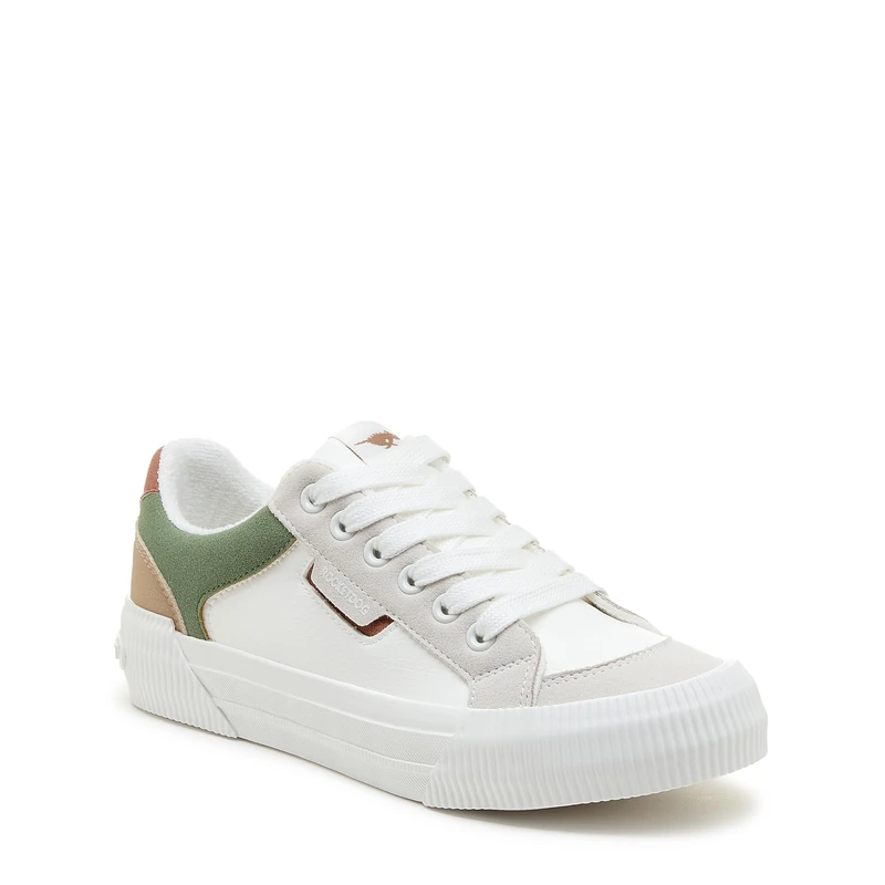 Rocket Dog Womens Cheery Block Sneaker, White Olive, 6 UK