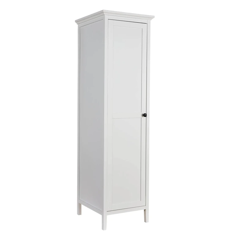 Home Source Bedroom 1 Door Wardrobe with Clothes Hanging Rail Storage Shelf, White