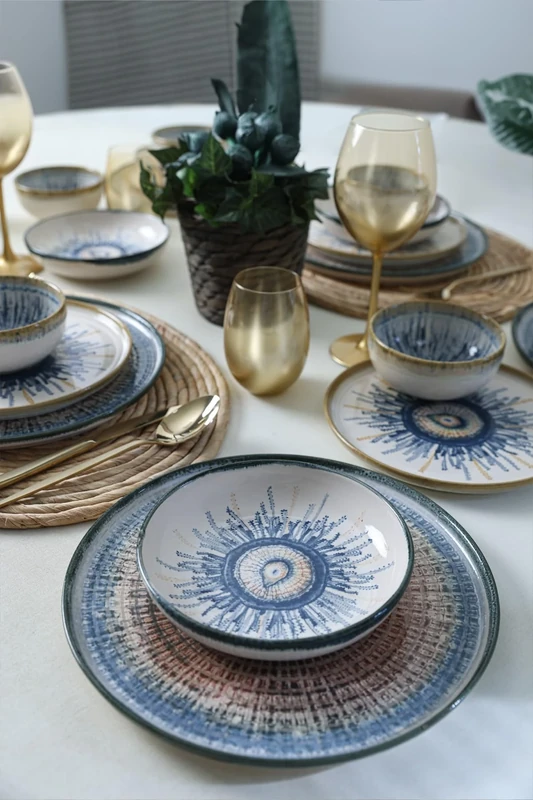 Elegant 24-Piece Dinner Set, 100% Ceramic Stoneware | Antibacterial, Eco-Friendly, Easy Clean | Includes Plates, Bowls & Dessert Plates | Dishwasher & Microwave Safe