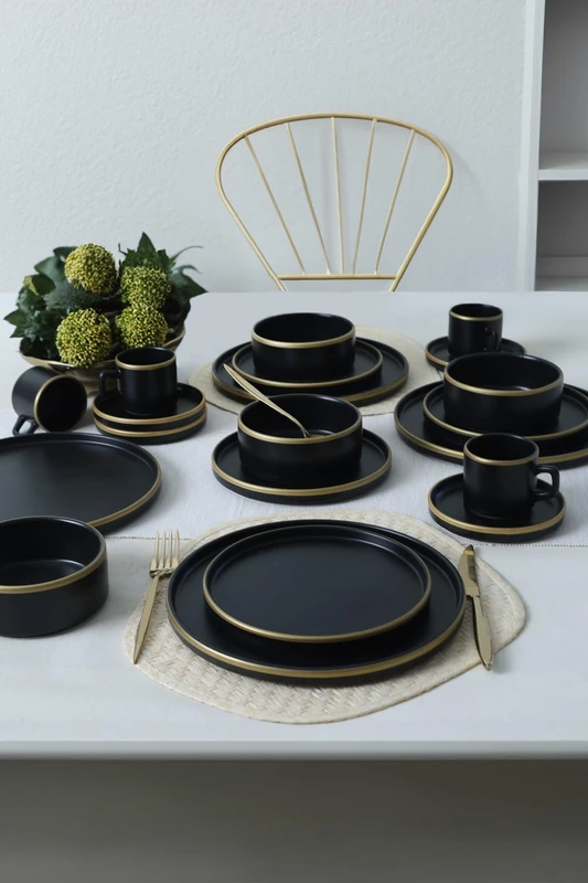 20-Piece Matte Black Dinner Set, 100% Ceramic Stoneware | Antibacterial, Easy Clean, Thermal Shock Resistant | Eco-Friendly, Dishwasher & Microwave Safe - Image 1