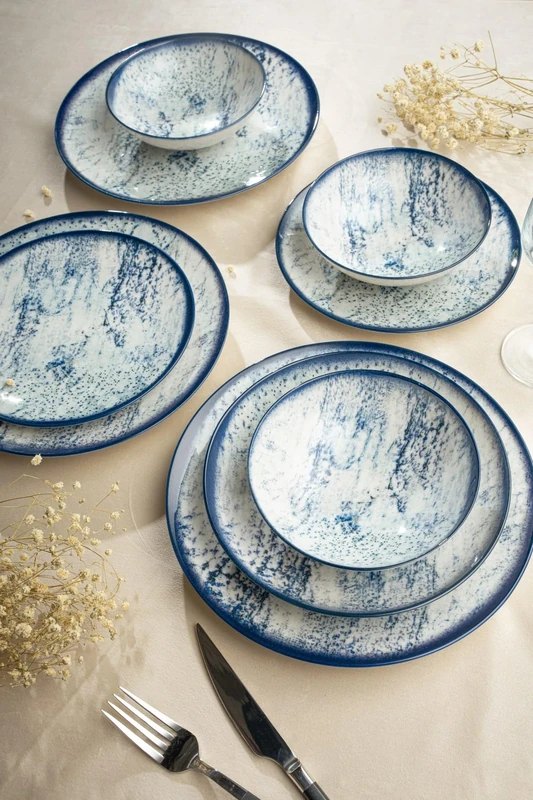 Elegant 24-Piece Dinner Set, 100% Porcelain, Includes Service Plates, Bowls & Dessert Plates, Dishwasher & Microwave Safe, Perfect for Any Occasion