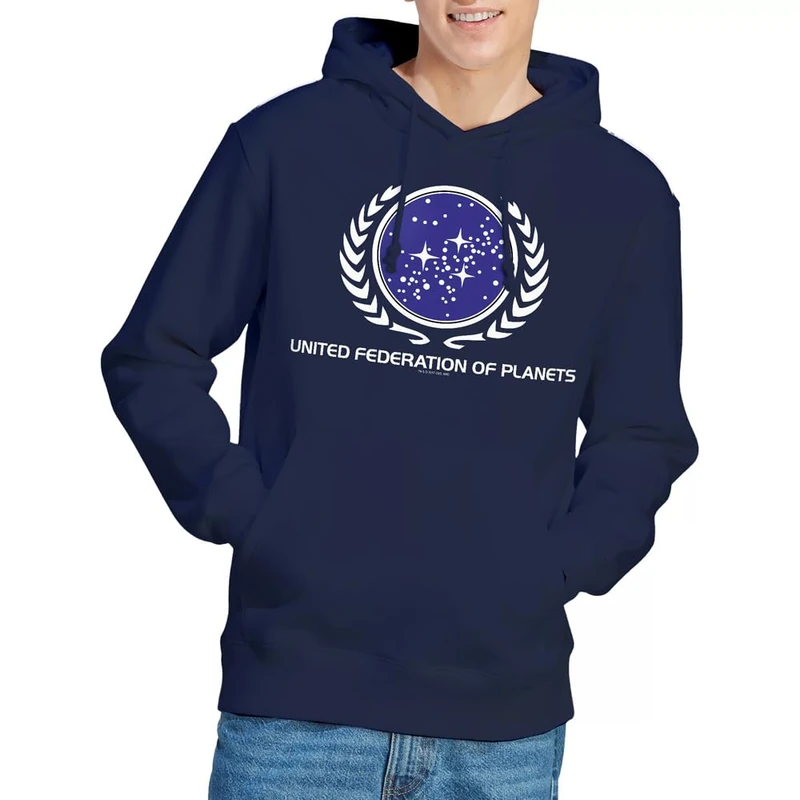 Star Trek United Federation Logo Unisex Hoodie, Navy, Medium - Image 1