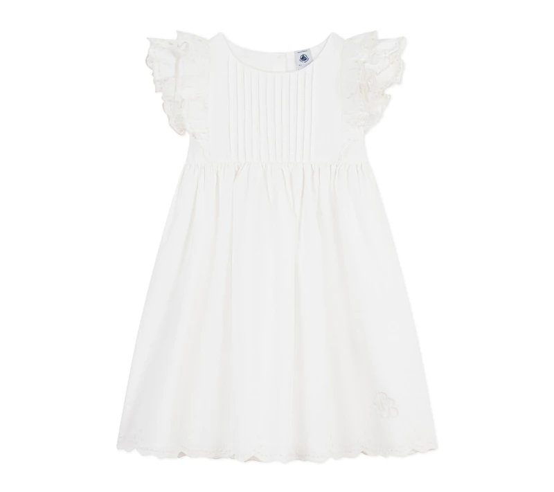 Petit Bateau Children's Cotton Short Sleeve Plain Dress, Foam, 6 Years
