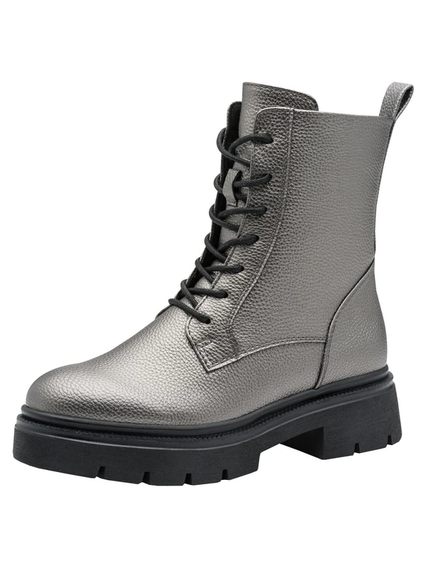 Marco Tozzi Women's Lace Up Block Heel Ankle Boots with Zip, Grey (pewter), 8.5 UK