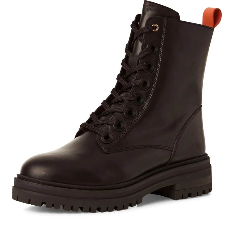 Marco Tozzi Ladies Leather Lace Up Ankle Boots with Zip, Black (Black Nappa), 9 UK