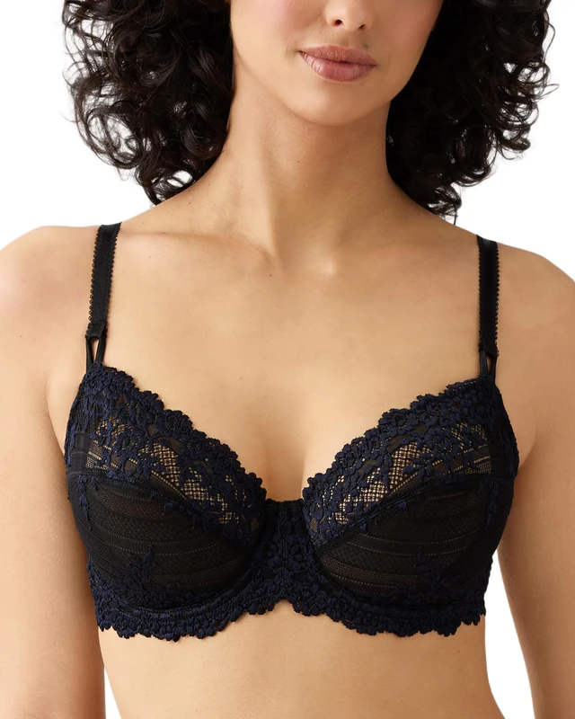Wacoal Women's Embrace Lace Bra, Black/Night Sky, 40D