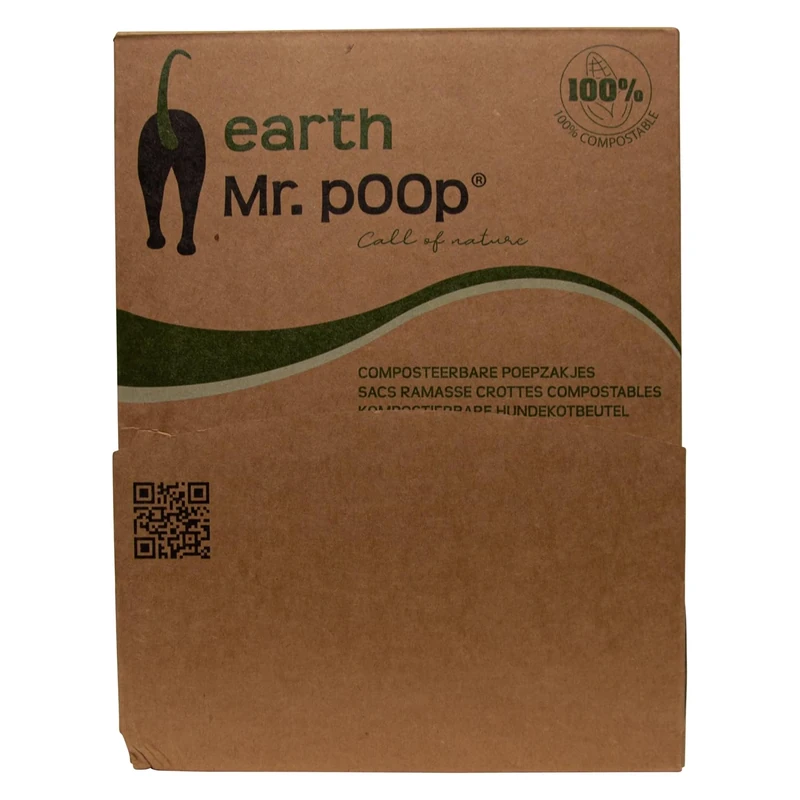 Mr Poop, Display Box of 96 Eco-Friendly Waterproof and Easy to Use Waste Bags for Dogs and Cats, Green, for All Breeds, Practical Presentation Box