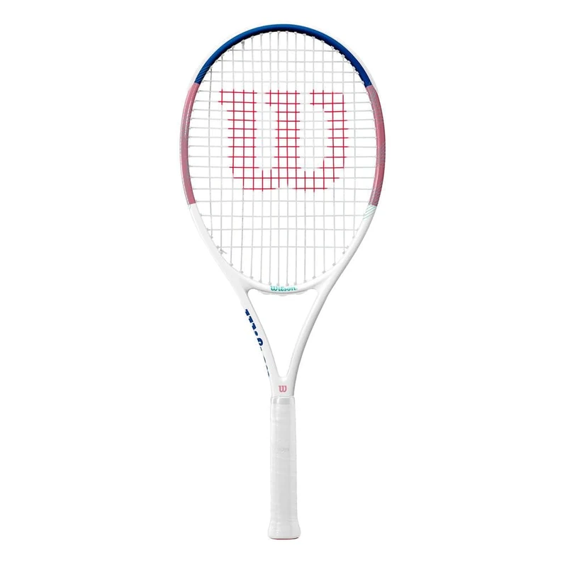 Wilson Allure Tennis Racket, For Precision Strikes, With Dual Hole Design and Comfort Grip, Pre-strung, Colour: Pink/Blue, Size: 2