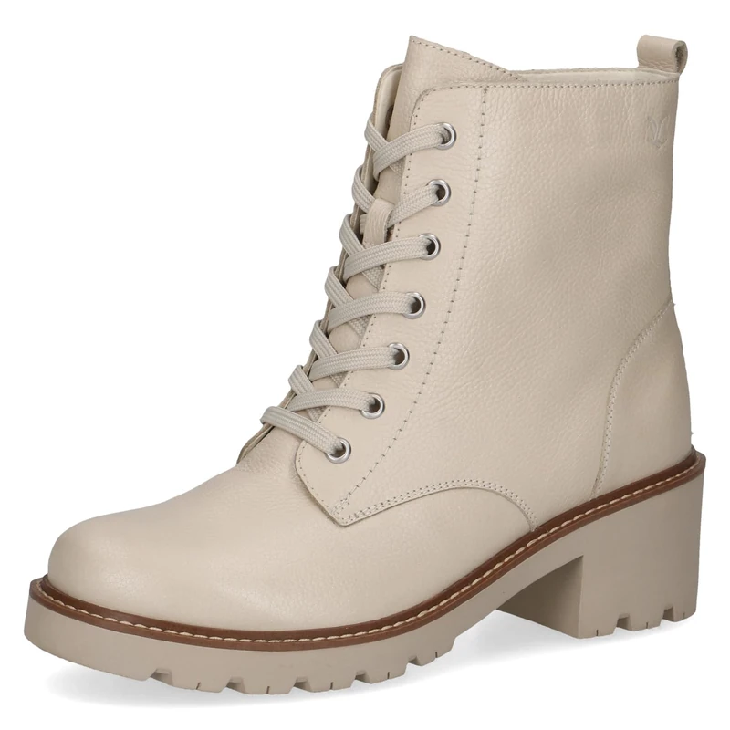 CAPRICE women's leather ankle boots lined, White (Offwhite Perl.), 7.5 UK