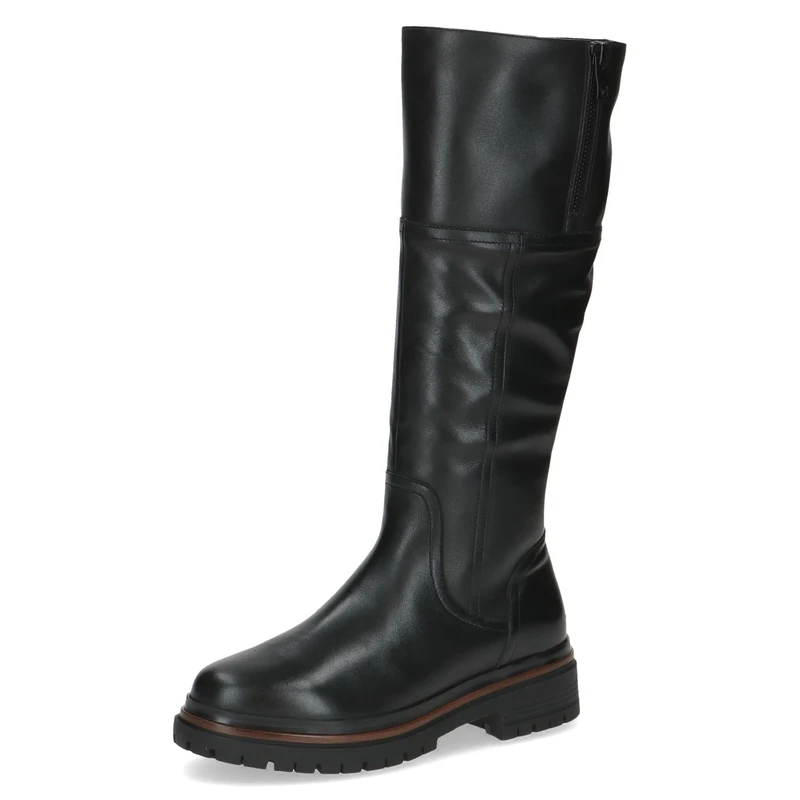 CAPRICE Women's leather boots with zipper, Black (Black Nappa), 7.5 UK