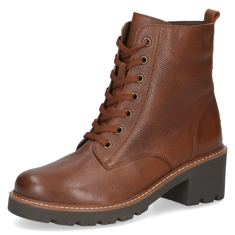 CAPRICE women's leather ankle boots lined, Brown (Cognac Nappa), 6 UK