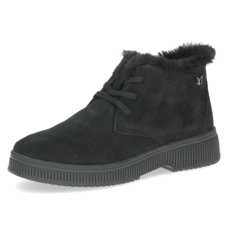 CAPRICE women's leather lace-up shoes lined, Black (Black Suede), 3.5 UK